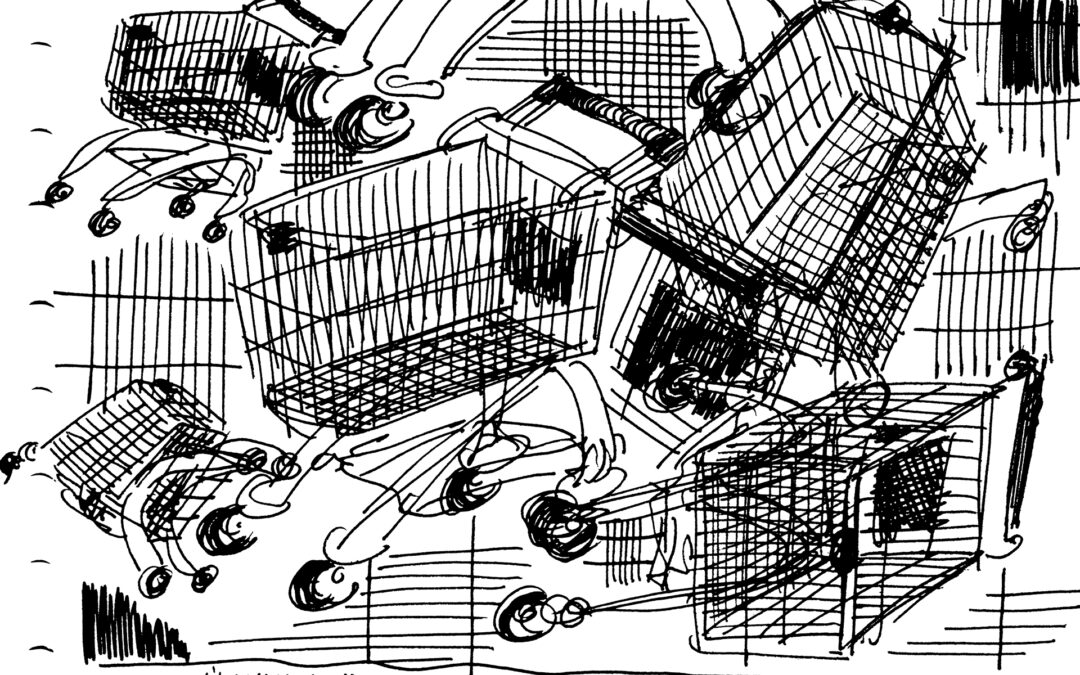 Shopping Trolley Drawing Handdrawn